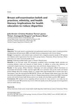 Breast self-examination beliefs and practices, ethnicity