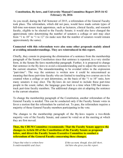 Constitution, By-laws, and University Manual Committee Report