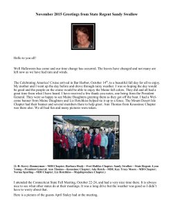 November 2015 Greetings from State Regent Sandy