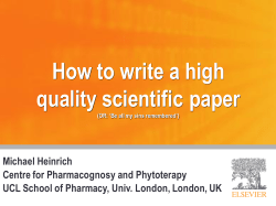 How to write a high quality scientific paper