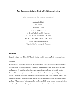 New Developments in the Electric Fuel Zinc