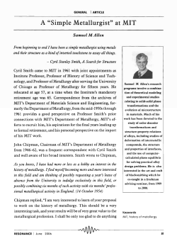 A "Simple Metallurgist" at MIT -RE-S-O-N-A-N--C-E-I-J-u-n-e--2-00
