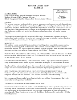 Raw Milk Use and Safety Fact Sheet