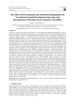 The Effect of Environmental and Nutritional Manipulation On Year