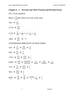 Chapter 6 &ndash; 1 Percents and Their Fraction and Decimal Forms N