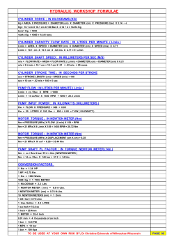 hydraulic workshop formulae