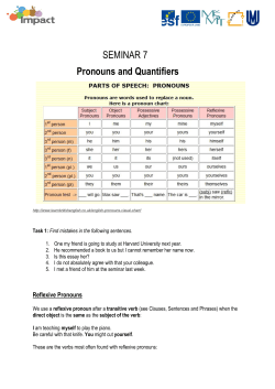SEMINAR 7 Pronouns and Quantifiers