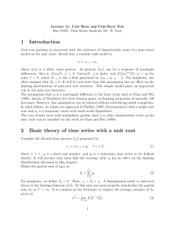 1 Introduction 2 Basic theory of time series with a unit root