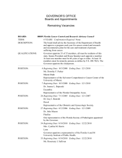 GOVERNOR`S OFFICE Boards and Appointments Remaining