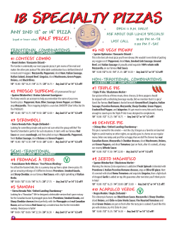 18 specialty pizzas 18 specialty pizzas