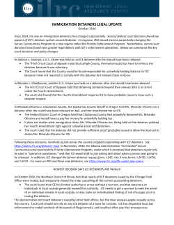 IMMIGRATION DETAINERS LEGAL UPDATE