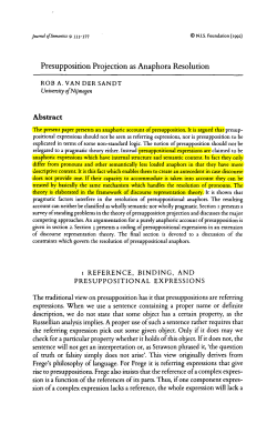 Presupposition Projection as Anaphora Resolution