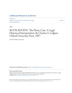 The Plessy Case: A Legal-Historical Interpretation. By Charles A
