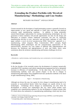 Extending the Product Portfolio with Devolved Manufacturing