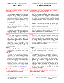 Instructions for Agreed Child`s Name Change