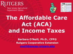 ACA and Federal Income Taxes by Dr. Barbara O`Neill