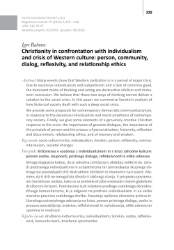 Christianity in confrontation with individualism and crisis of Western