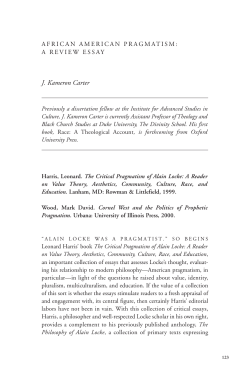 African American Pragmatism - Institute for Advanced Studies in