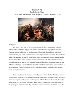 HAMUN 42 Triple Joint Crisis The French and Indian War: Siege of