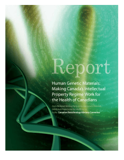Human Genetic Materials: Making Canada`s Intellectual Property