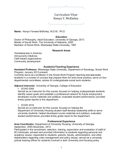 Curriculum Vitae Kenya Y. McKinley - Sociology