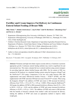Fortifier and Cream Improve Fat Delivery in Continuous Enteral
