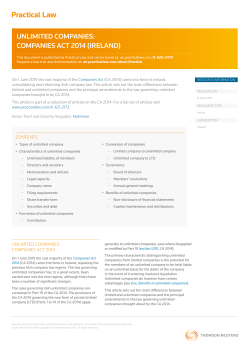 Unlimited Companies: Companies Act 2014 (Ireland)