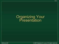 Organizing Your Presentation