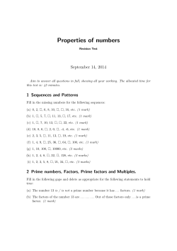 Properties of numbers