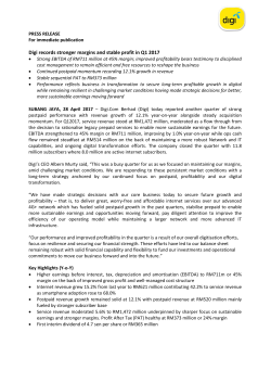 Digi records stronger margins and stable profit in Q1 2017