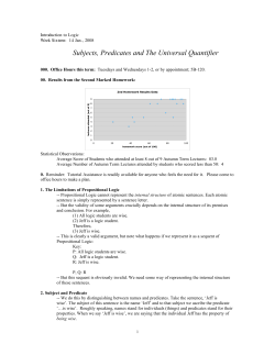 Subjects, Predicates and The Universal Quantifier