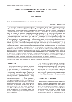 Applying Gestalt Therapy Principles in Counseling, a