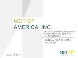 MGT OF AMERICA, INC. - Florida Polytechnic University
