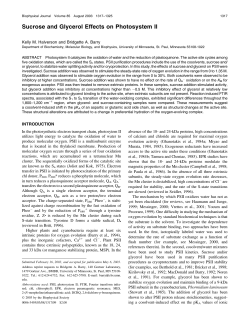 Sucrose and Glycerol Effects on Photosystem II
