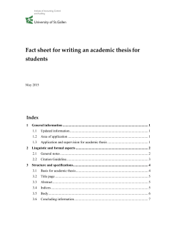 Fact sheet for writing an academic thesis for students