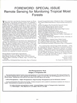 FOREWORD: SPECIAL ISSUE Remote Sensing for