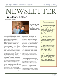 January 2012 - Marjorie Kinnan Rawlings Society