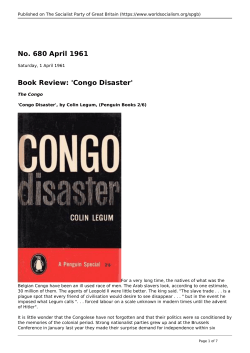 No. 680 April 1961 Book Review: `Congo Disaster`