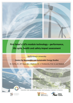 First Solar`s CdTe module technology &ndash; performance, life cycle