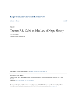 Thomas RR Cobb and the Law of Negro Slavery