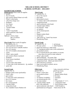 MILLER SCHOOL DISTRICT SCHOOL SUPPLIES &ndash; 2014-2015