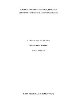 (not) a Refugee? - European University Institute