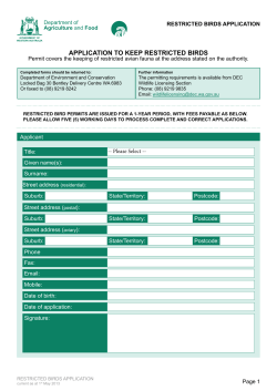 application to keep restricted birds