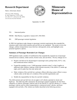 2009 Passenger Restraint Legislation