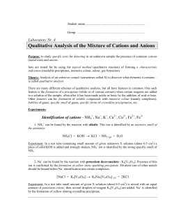 Qualitative Analysis of the Mixture of Cations and Anions
