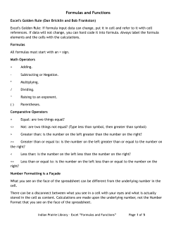Handout Formulas and Functions - Indian Prairie Public Library