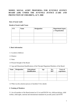 MODEL SOCIAL AUDIT PROFORMA FOR JUVENILE JUSTICE