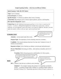 1 Sample Speaking Outline &ndash; (AKA Keyword/Phrase Outline) Quick