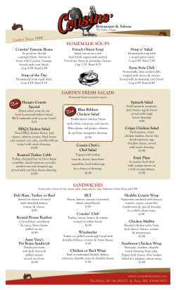 HOMEMADE SOUPS - Cousins Restaurant