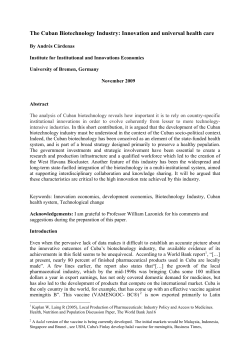 The Cuban Biotechnology Industry - Academic